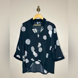 P.Luca Milano Black Polka Dot Top XL